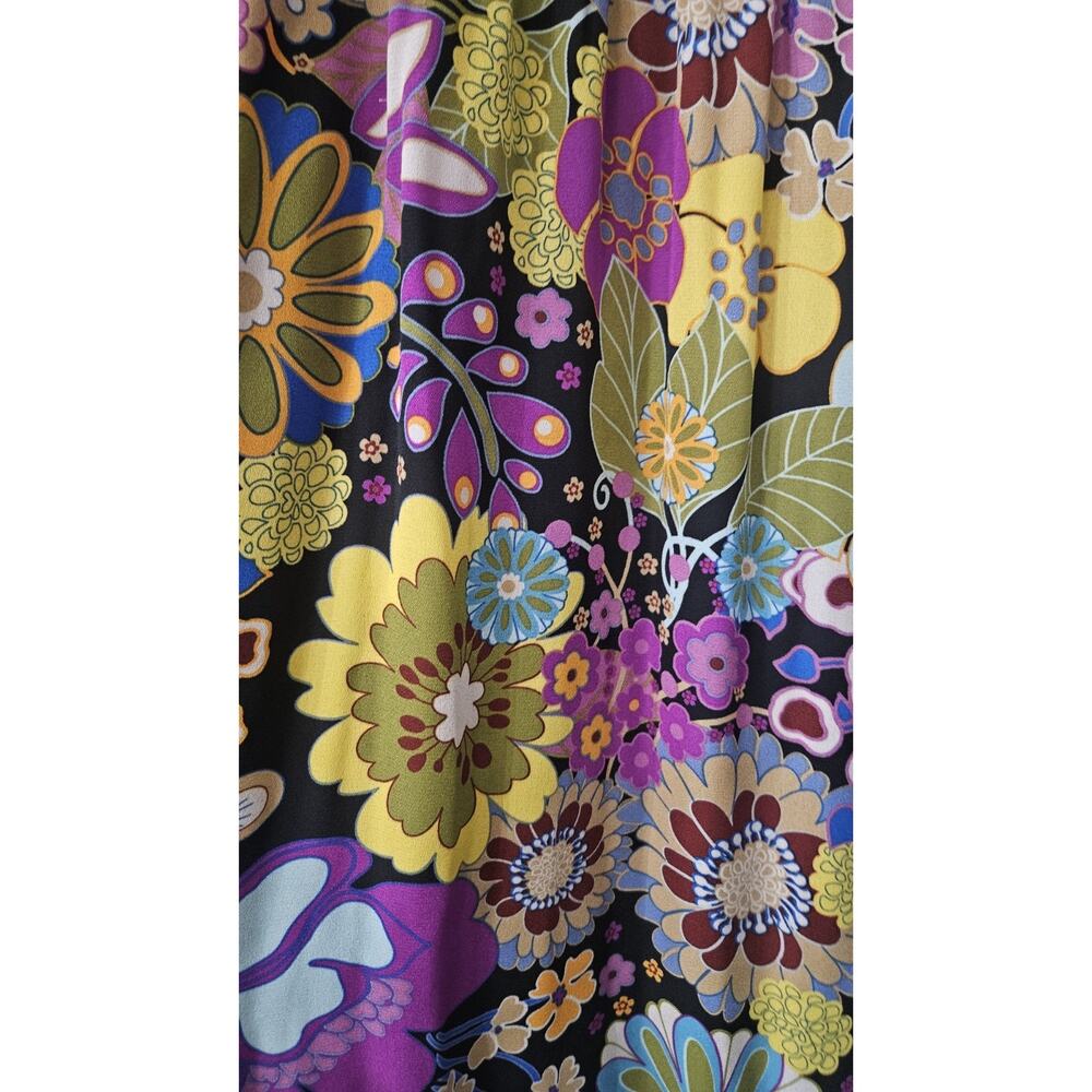 Emma & Michele Dress SM 3/4 Sleeves Pullover Floral Crinkle Bodice/Sleeves RETRO - Picture 5 of 10